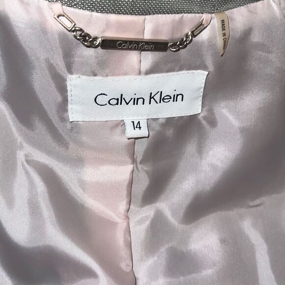 Calvin Klein Women's Collared Khaki Lux Buttoned Blazer Jacket Suit Size 14 - Picture 8 of 12